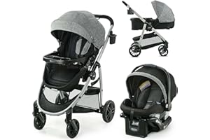 Graco Modes Pramette Travel System, 3-in-1 Baby Stroller and Car Seat Combo with SnugRide SnugLock 35 Infant Car Seat, Rear-F