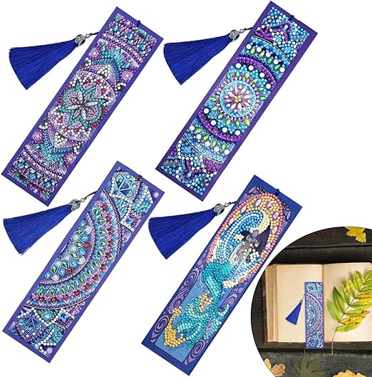 4 Pieces 5D Diamond Painting Bookmark, Haploon Diamond
