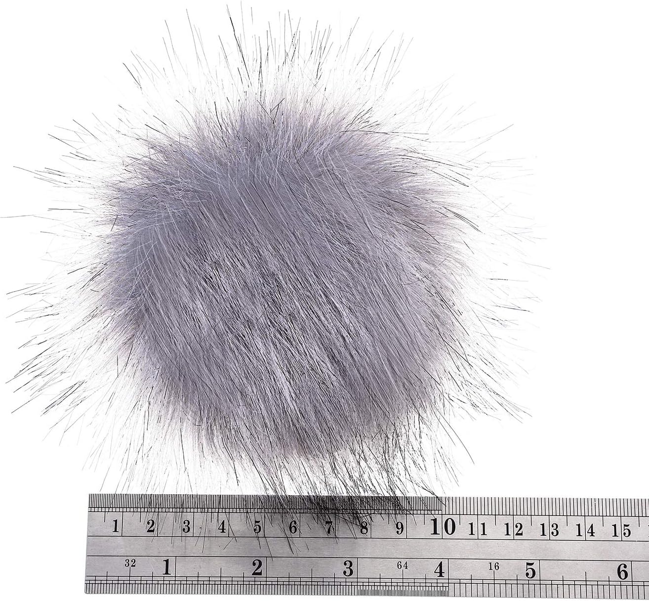 BOAO Faux Fur Fluffy Pompom Ball for hat with Removable Press Button for Knitting Hat Shoes Scarves Bag (Black, White, Gray - Image 3