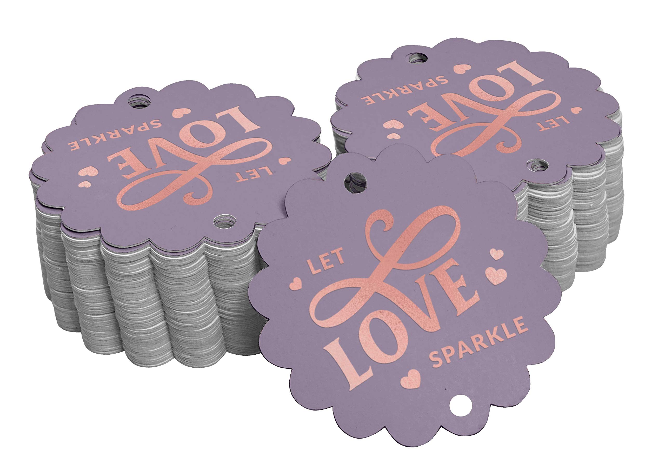 Inkdotpot Pack Of 50 Let Love Sparkle Wedding Favor Paper Tags Craft Real Rose Gold Foil Hang Tags