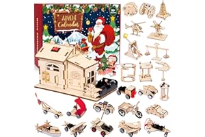 GIFTISSIMO Christmas Advent Calendar 2025 - Science STEM Kits DIY Toys - 24 Days Surprise Gift of Christmas Countdown Advent Calendar Educational Projects Crafts Wooden Building Puzzles for Kids Boys Girls Teens