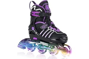 Adjustable Inline Skates with Full Light Up Wheels,Outdoor Illuminating Roller Skates for Kids and Adults, Girls and Boys, Me