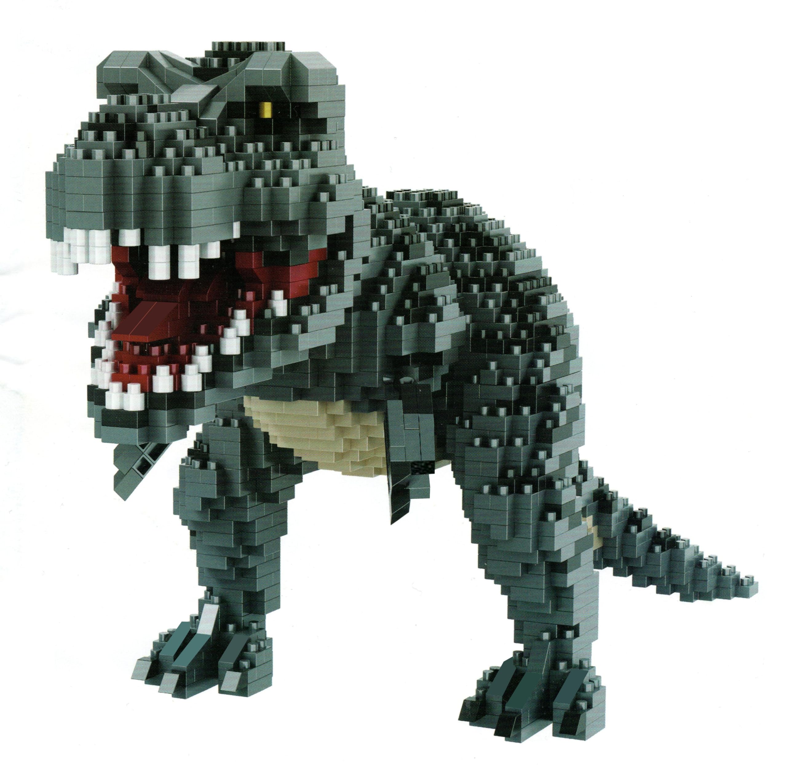 Figure to assemble with nanoblocks. Tyrannosaurus Rex dinosaur.