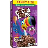 Kellogg's Cocoa Loops Original Family Size Breakfast Cereal 16.6oz | Good Source of Fiber, Made with Cocoa
