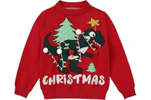 CARETOO Toddler Baby Boys Sweater Christmas Knitted Red Green Pullover Sweatshirt Long Sleeve Crew Neck Tops Fall Winter Clothes