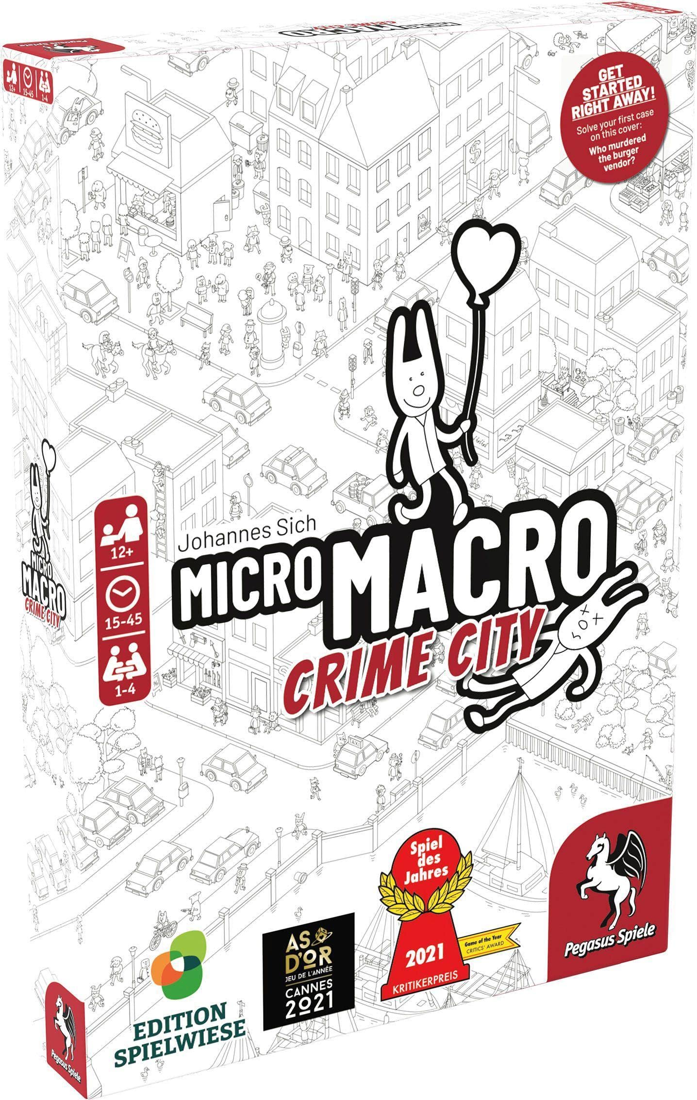 Pegasus Press | MicroMacro: Crime City | Board Game | Ages 12+ | 1-4 Players | 15-45 Minutes Playing Time