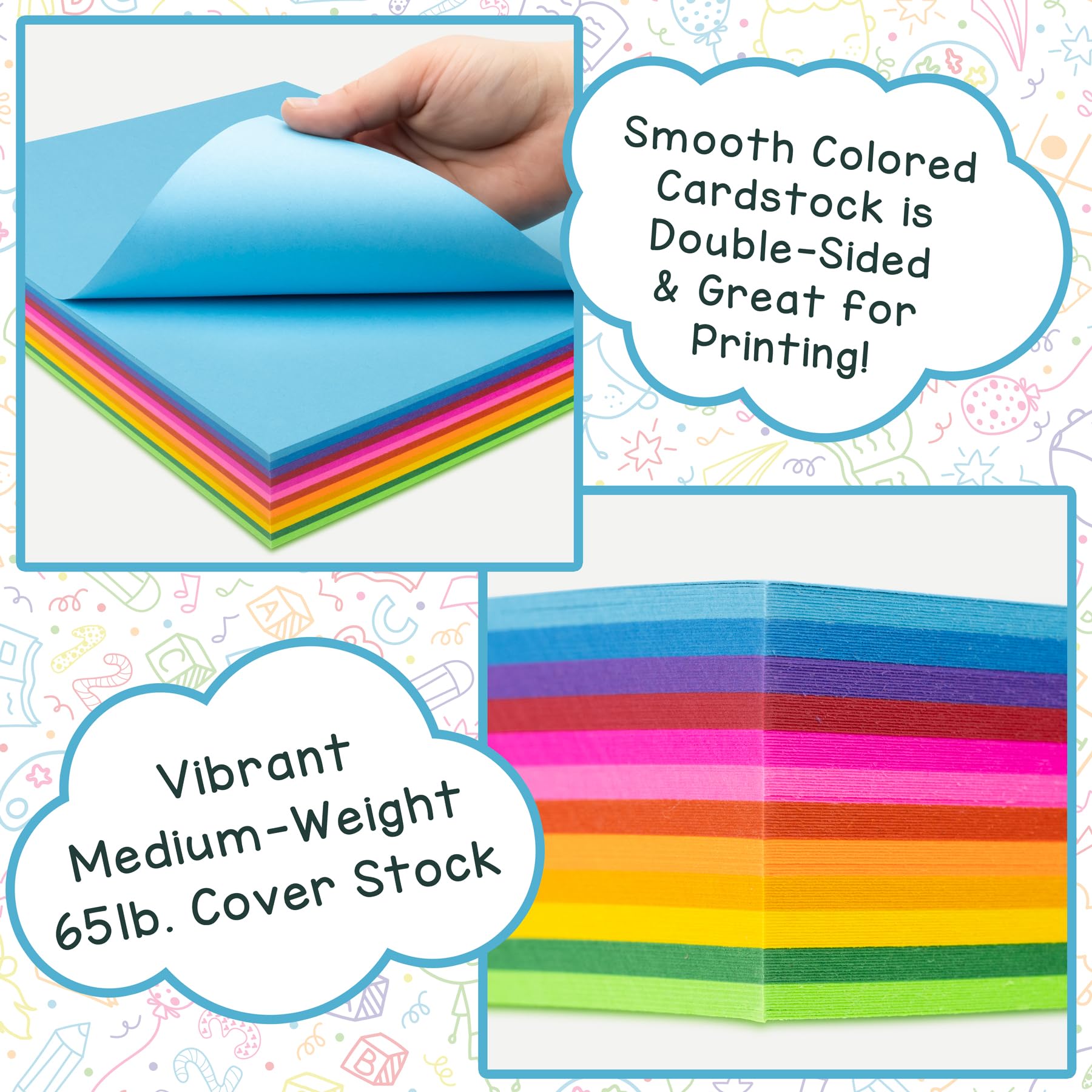 Hygloss Bright Colored Cardstock - 8.5x11-Inch, 12 Assorted Colors, 96 Sheets, 65 lb/ 176 gsm, Fade-Resistant, Acid-Free Color Card Stock Paper