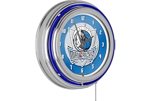 TRADEMARK GLOBAL Dallas Mavericks NBA Chrome Double Ring Neon Clock