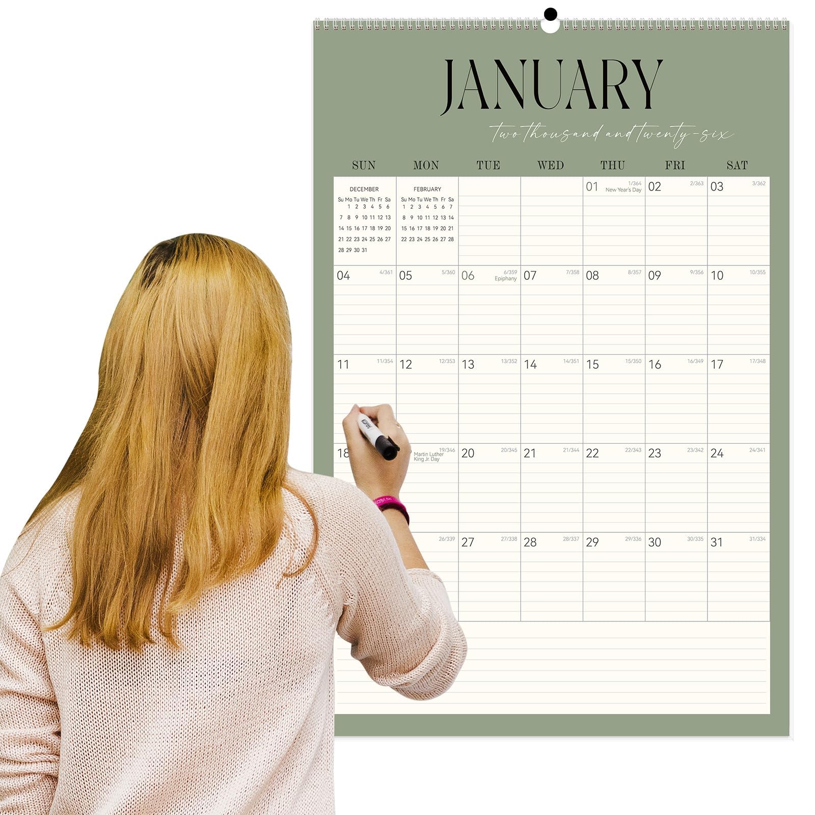 Photo 1 of GuassLee Extra Large Wall Calendar 2026-2027,20"x 30" Vertical Jumbo Desktop/Wall Calendar from Jan. 2026 to Jun. 2027,18-Month Hanging Planner with Julian Date for Office Home Organizing