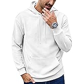 URRU Mens Hoodies Sweatshirts Texture Long Sleeve Drawstring Casual Pullover Hooded Shirt