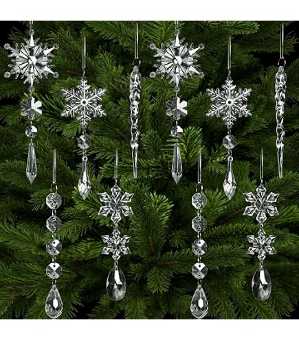 INNAL 42 Pcs Flocons De Neige Acrylique Cristal - Ornements Noël Sapin Décoration Hiver