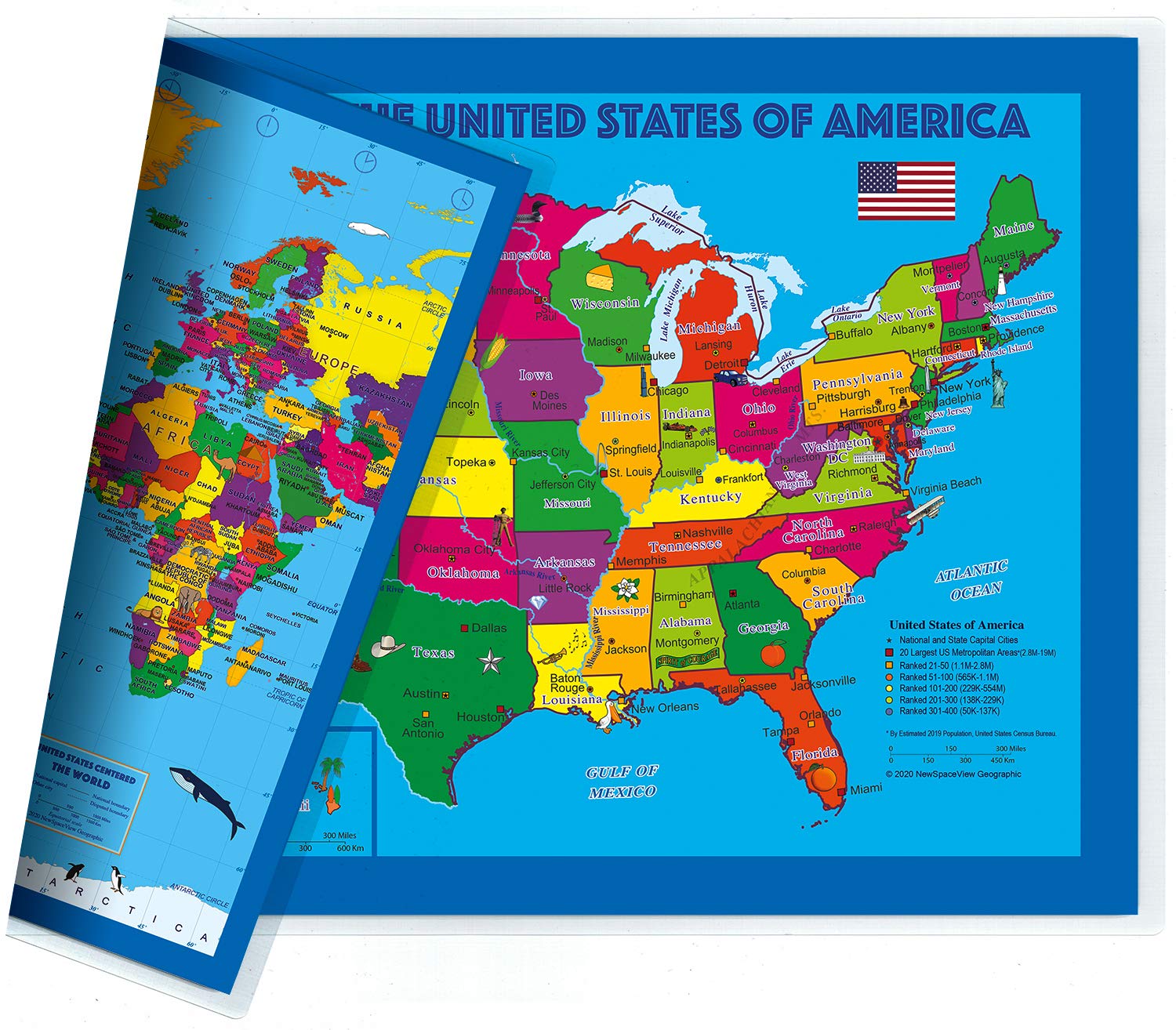 2-Sided Desk Map with Durable Lamination