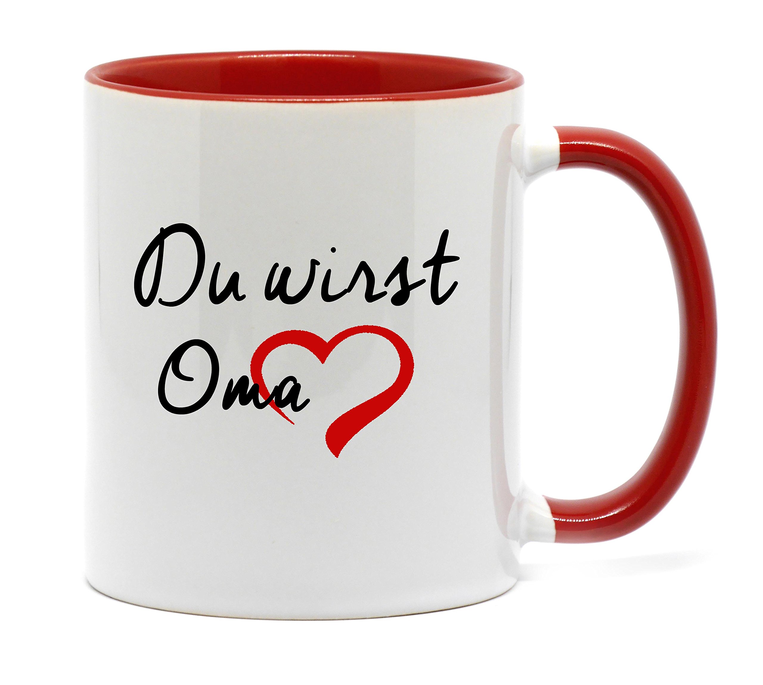 Nice-Presents Du Will OMA mug in, printed on both sides. The most beautiful way to say something. A great gift for the future grandma. red
