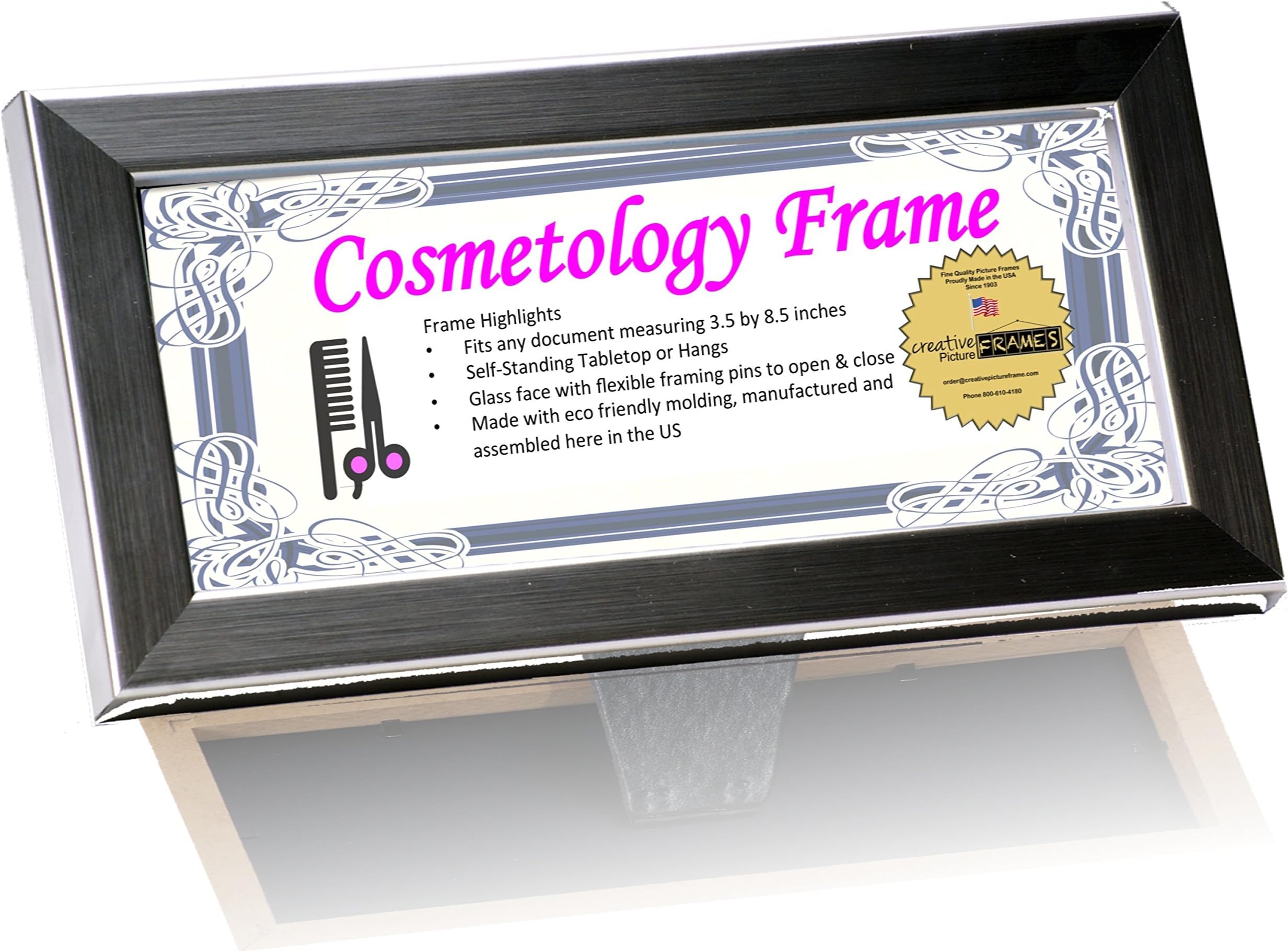 CreativePF- 8.5 by 3.5 inch Stainless Steel License Frames for Cosmetology Professionals - State Board License Holder