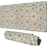 NITAHHHY Retro Daisy Flowers Gaming Mouse Pad 3mm Thick Stitched Edge Waterproof Non-Slip Large Computer Keyboard Mouse Mat,Suitable for Office Entertainment Decorative Desk Pad 35.4 x 15.7 Inches