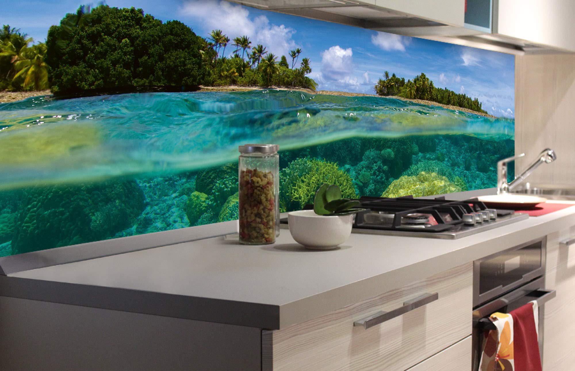 DIMEX LINE Peel and Stick Kitchen Backsplash Sticker Coral Reef | Waterproof Decorative Wall Foil for Kitchen | Made in EU - 180.01 × 60.00 cm