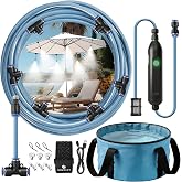 Homasky Portable Misting System for Outdoor Cooling, 23 FT Misters for Outside Patio with Rechargeable Pump, 30L Water Bag, 6 Adjustable Nozzles for Tent, Canopy, Backyard, Umbrella and Camping
