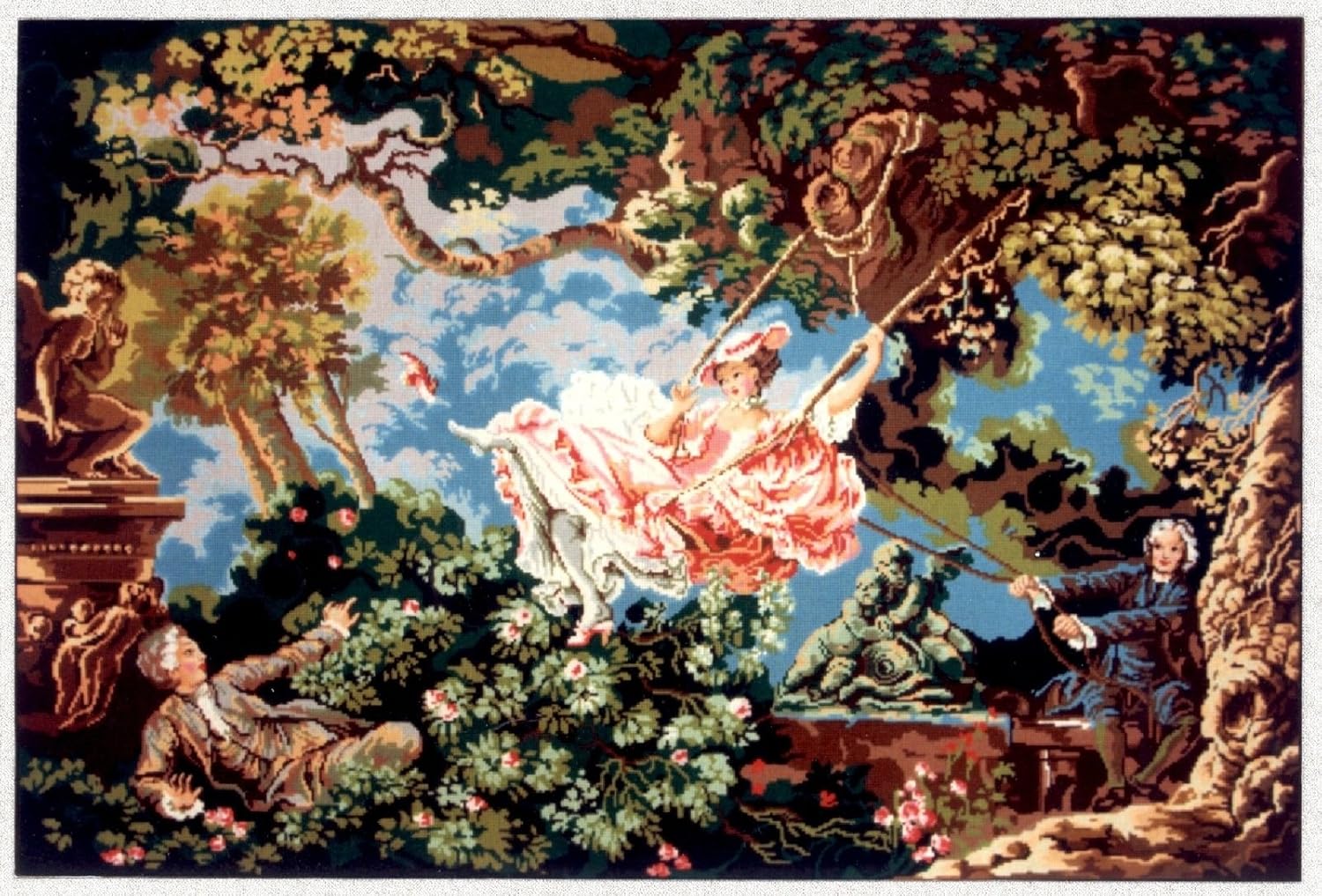 Gobelin L Printed Tapestry?Needlepoint Canvas Girl on a Swing Amazon