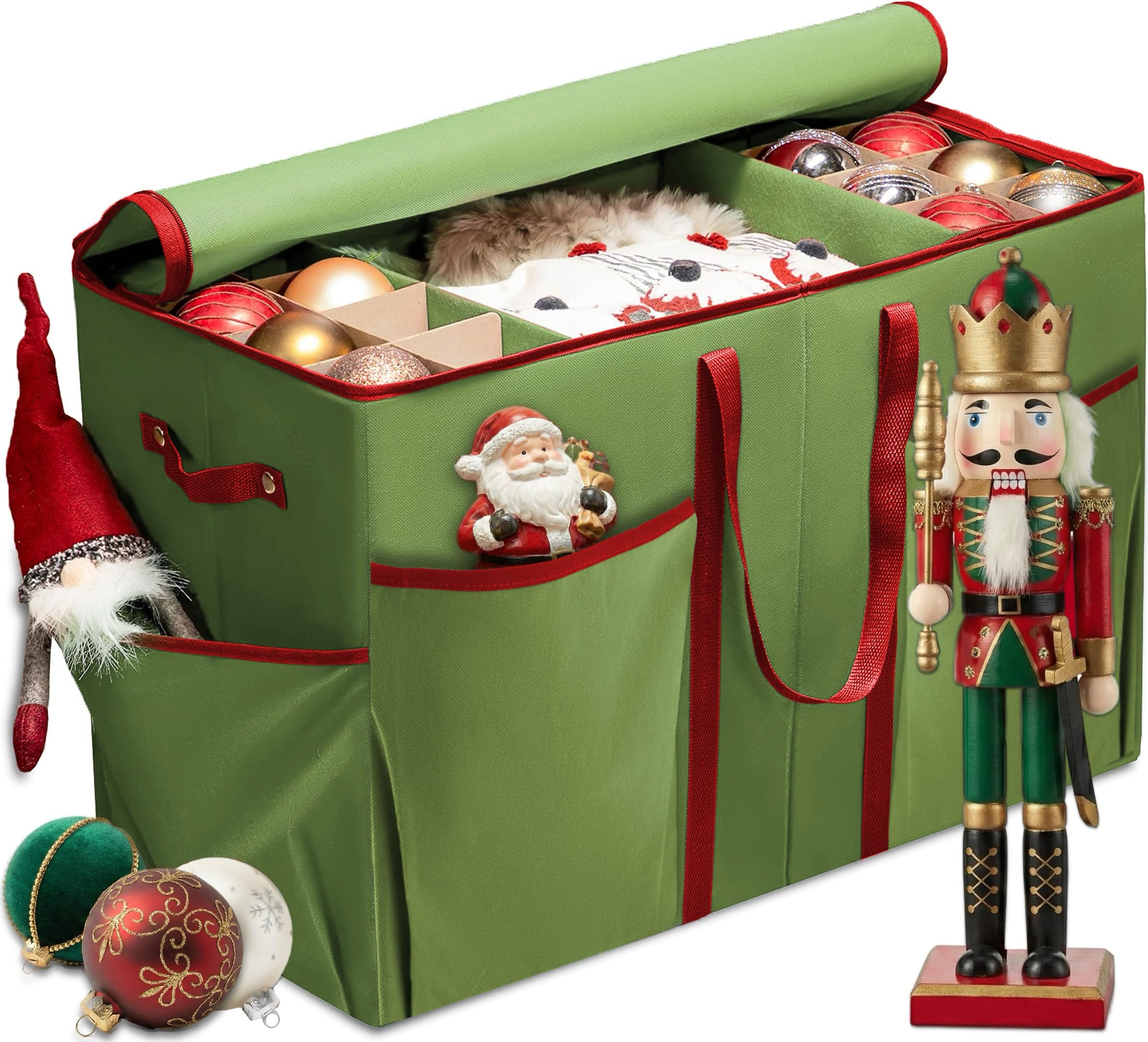 zober large christmas ornament storage box - stores 80 3" ornaments, with dividers - with large comp