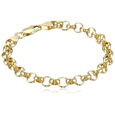 Gold Plated Sterling Silver Round Link Bracelet, Panama | Ubuy