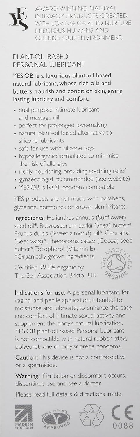 YES OB Organic Oil-Based Personal Lubricant & Massage Oil, 80ml, Variousseeimage, 80 ml (Pack of 1) - Image 5