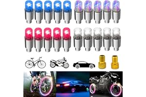 YUERWOVER 20 Pack Tire Lights Flash Wheel Light Waterproof LED Valve Cap Lamp Motion Activated with 6 Extra Batteries and 2 French Valve Adapters for Vehicle Car Truck Motorcycle Bike (Multicolor)