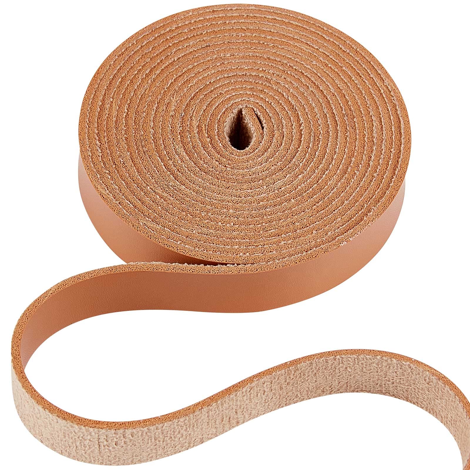 GORGECRAFT 79" Long 1/2" Matte Sandy Brown Leather Strap 2mm Thick Flat Leather Lace Stripper String Braiding Cord Roll Belt Wrap Single Sided Leather Supplies Faux Cord for Purse Making Clothing — image 1