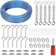 Clothes Line Wires, Sunwuk 100ft PVC Coated Wire Rope Kit, 1/8" Steel Cable, M5 Turnbuckles for Cable Wire, 7x7 Strand Metal 