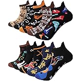 Shyyween 10 Pairs Novelty Music Socks for Men Funny Cotton Guitar Ankle Socks for Music Lover Father's Day Gifts