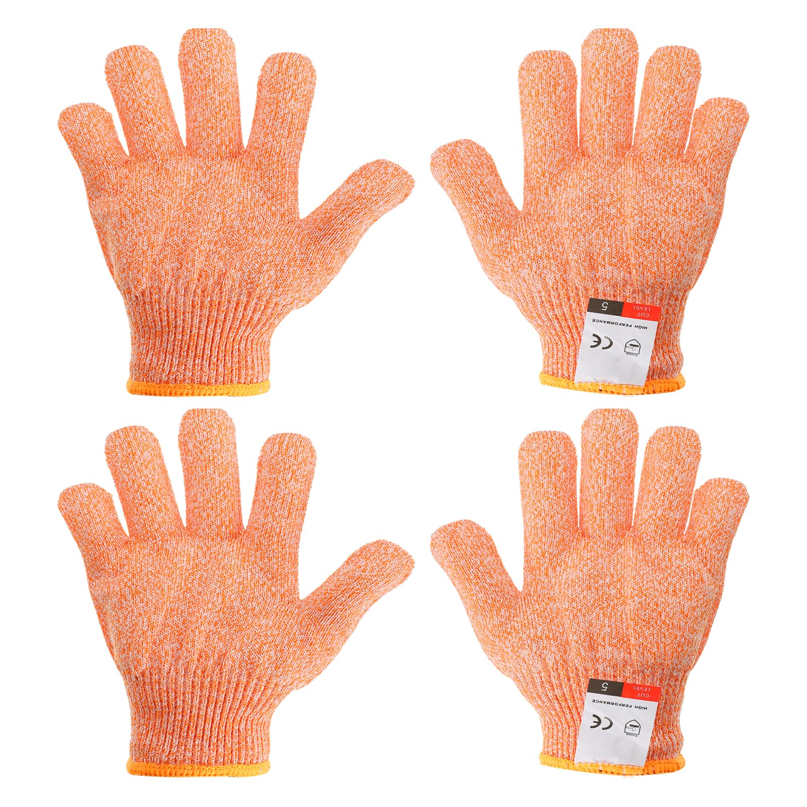 PATIKIL Cut Resistant Gloves, 2 Pair Level 5 Protection XX-Small Cutting Gloves, Orange