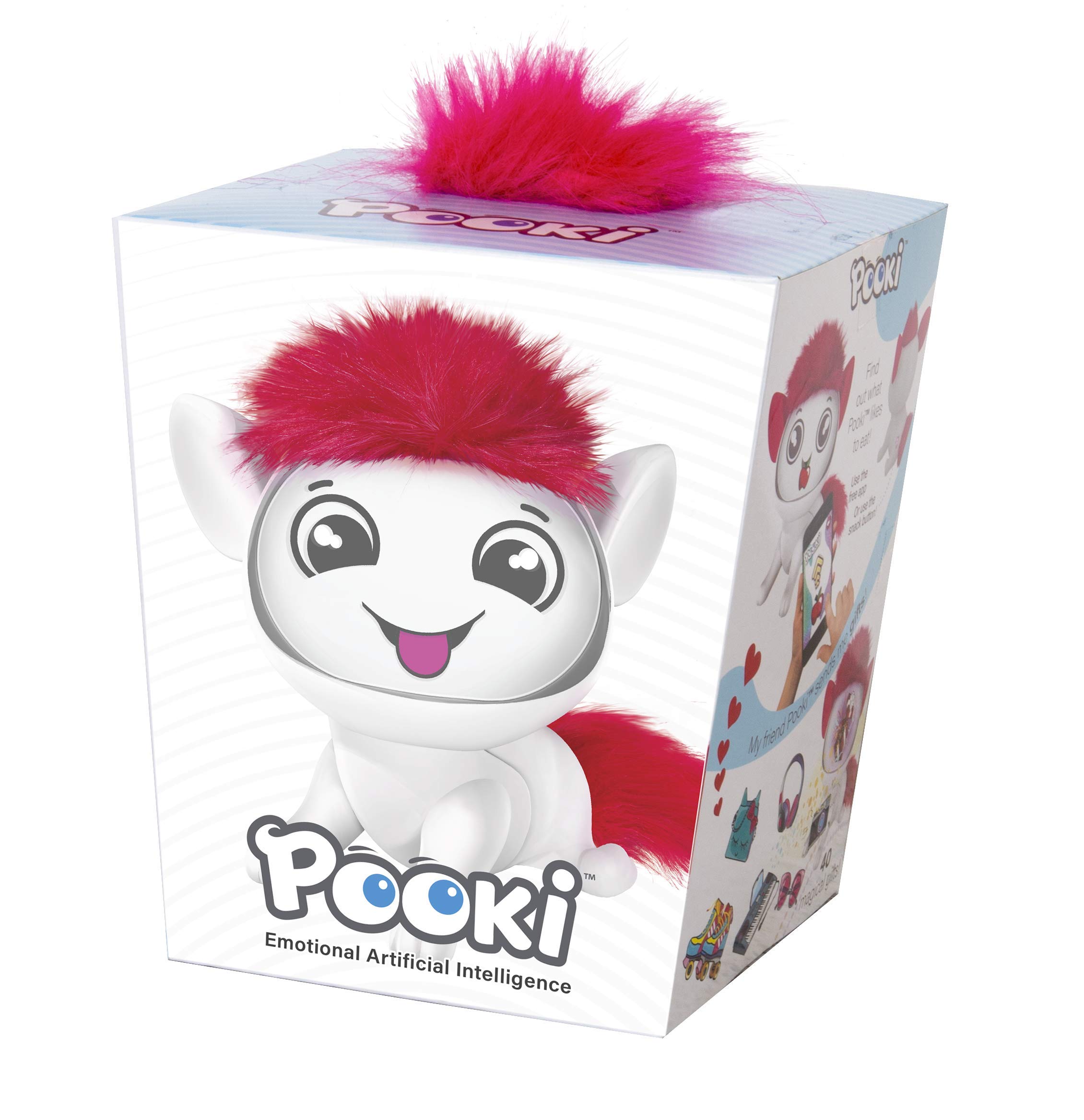 Pooki Interactive pet with Sound, Movement and Animated Screen, White