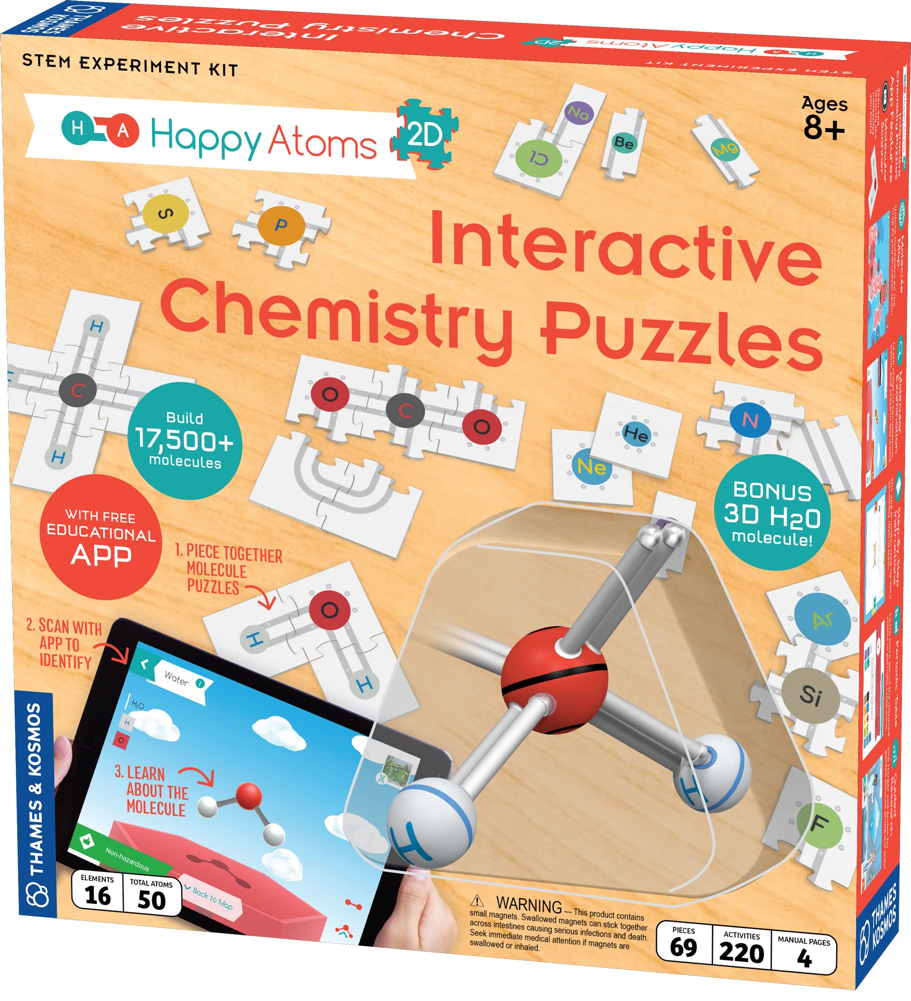 Happy Atoms 2D: Interactive Chemistry Puzzles | Intro to Atoms, Molecules, Bonding | Create Thousands of Molecules with Card-Based, Jigsaw Puzzle Atoms & Free Educational App for iOS, Android