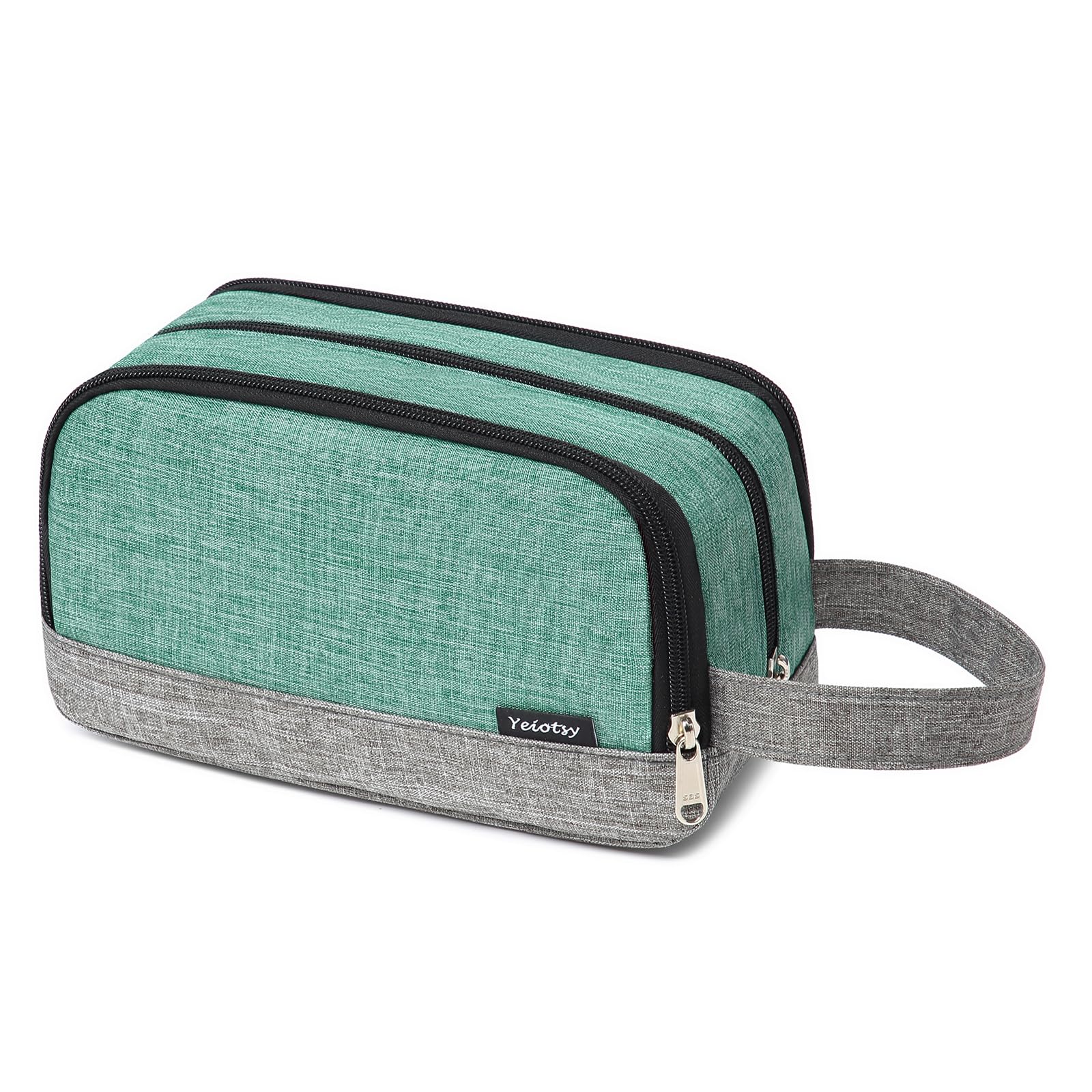Yeiotsy Men's Travel Toiletry Bag - Small Wash Bag with Mesh Pockets & 3 Compartments (Green)