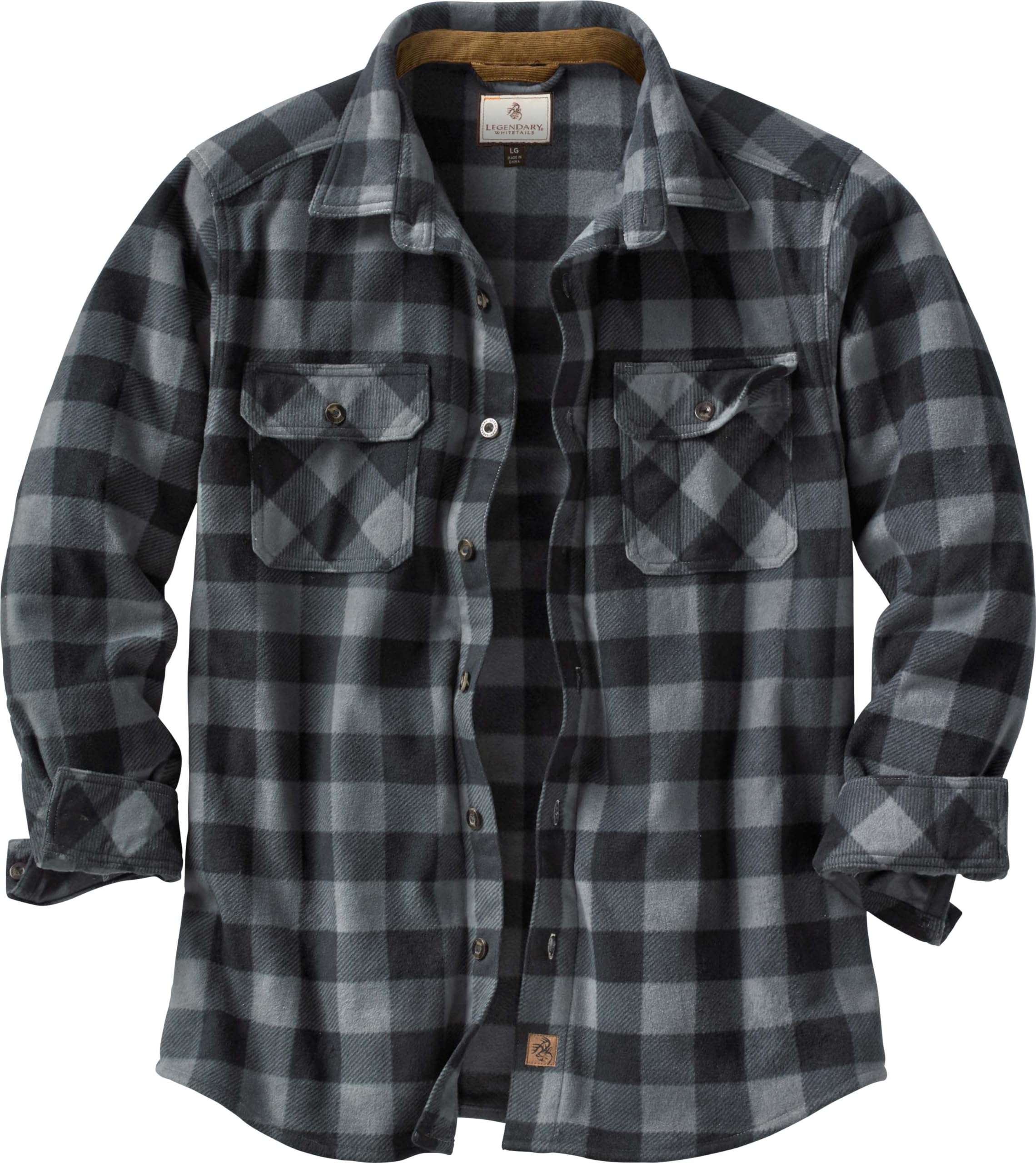 Legendary Whitetails Men's Navigator Fleece Button Up Shirt (Graphite Plaid, XXXX-Large Tall) Image