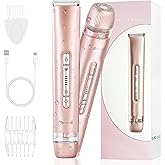 Floranurture 2 in 1 Women Electric Shaver Dual Head Bikini Trimmer for Women IPX7 Waterproof Wet & Dry Use Body Hair Trimmer and Facial Hair Remover Body Shaver for Bikini Underarm Leg Arm Body Face