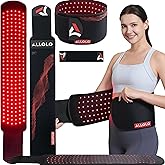 ALLOLO Red Light Therapy Belt, 39"*7.7" Large Area with 180pcs 3-in-1 LEDs 660nm & 850nm Infrared Red Light Therapy for Body, Adjustable & Portable Therapy Wrap for Shoulder Waist Belly Joint(Corded)