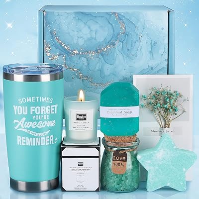 TuDou Birthday Pamper Gifts for Women Spa Gift Set with Tumbler & Bath Bomb
