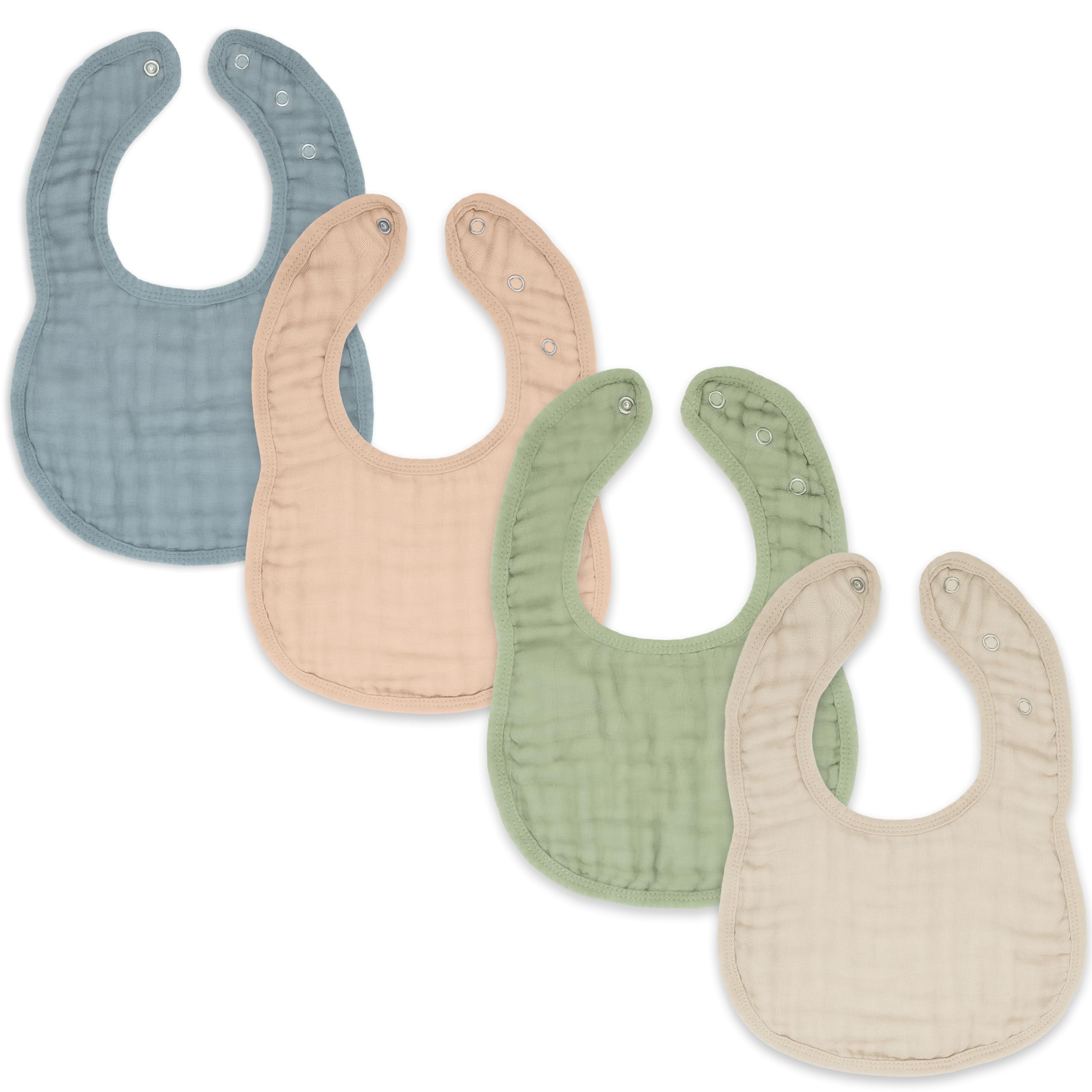 Comfy Cubs Muslin Baby Bibs Pack of 4 - Adjustable Drool Bibs with Easy Snap Closures - Soft and Highly Absorbent for Teething and Drooling - Unisex Design for Boys and Girls - Multicolor