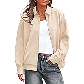 PRETTYGARDEN Faux Suede Bomber Jacket Women Fall Fashion 2026 Casual Zip Up Oversized Trendy Winter Clothing Outerwear Coats