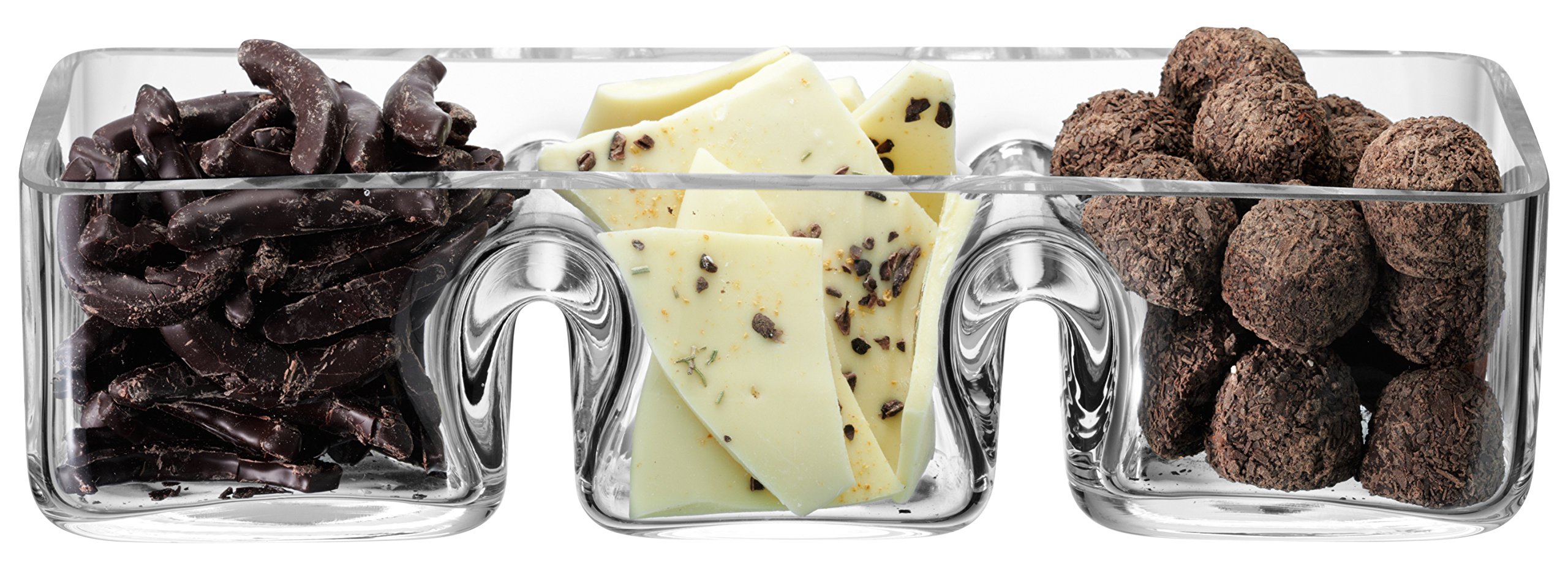 LSA International Serve Trio Dish L30cm Clear| 1 Unit | Mouthblown & Handmade Glass | SZ04