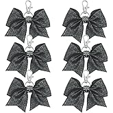 Hipcheer Glitter Cheer Bow Keychain for Cheerleading Teen Girls High School College Sports (Black)