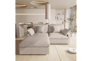 WJSHOME Cloud Couch Modular Sectional Sofa,82.68" L Shaped Couch,Down Filled Convertible Wide Seater, 2 Seater+Ottoman for Living Room Set,Covers Washable&Replaceable,Khaki