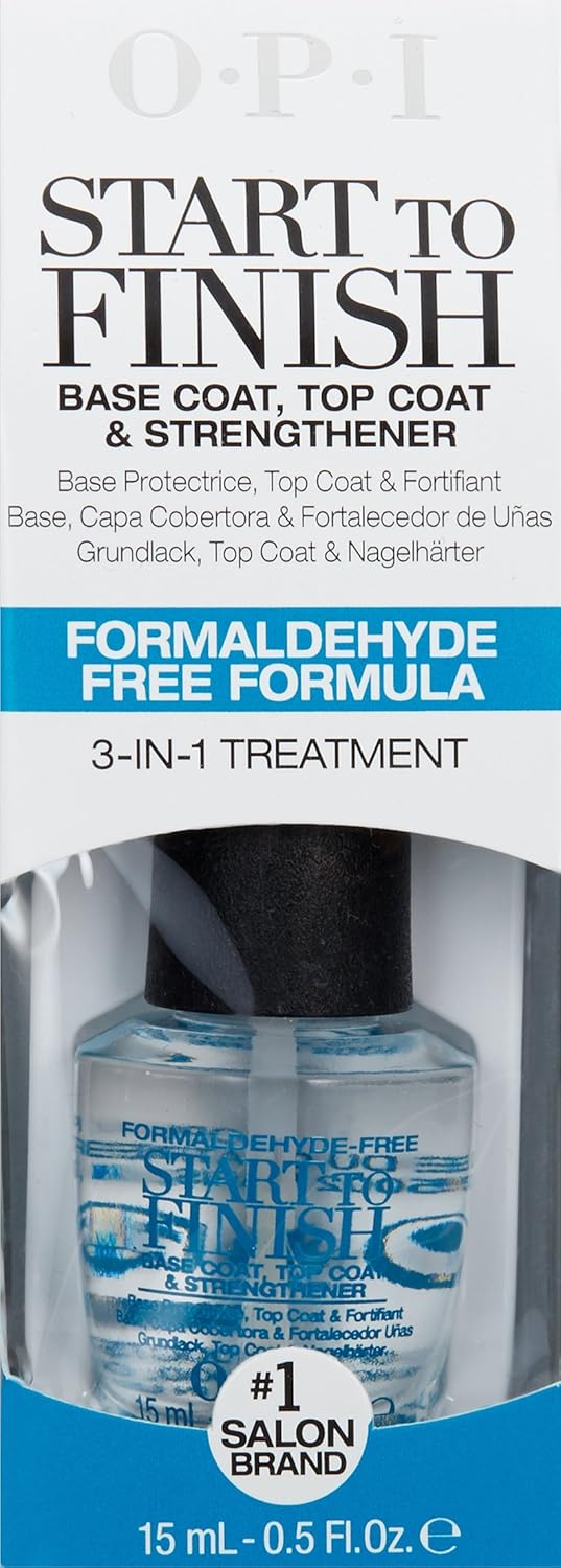 OPI Nail Polish Treatment, 3-in-1 Start to Finish Nail Formaldehyde Free Treatment, 0.5 Fl Oz: OPI: Premium Beauty