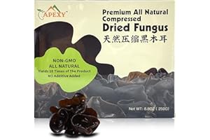 Apexy Premium Dried All Natural Compressed Black Fungus (Black Wood Ear Mushroom) - 8.8 Oz -- 10 Times Volume Yield After Soaking (Pack of 1)