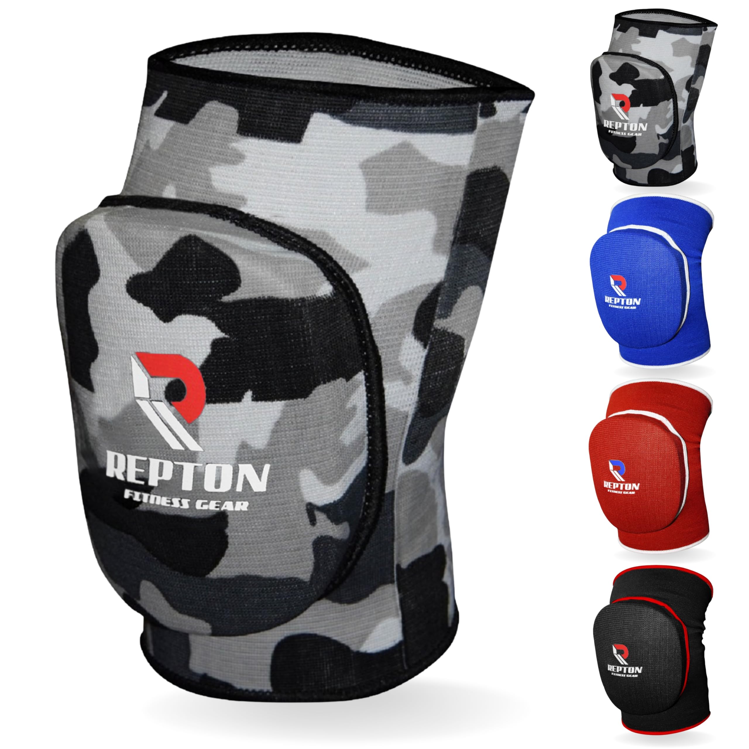 Protective Knee Pads | Elasticated Gel Padded Knee Support Sleeves for Work, Gardening, and Sports | Thick Poly-Cotton, Anti-Slip, Comfortable Knee Pads for Men & Women (Grey Camo, L/XL)