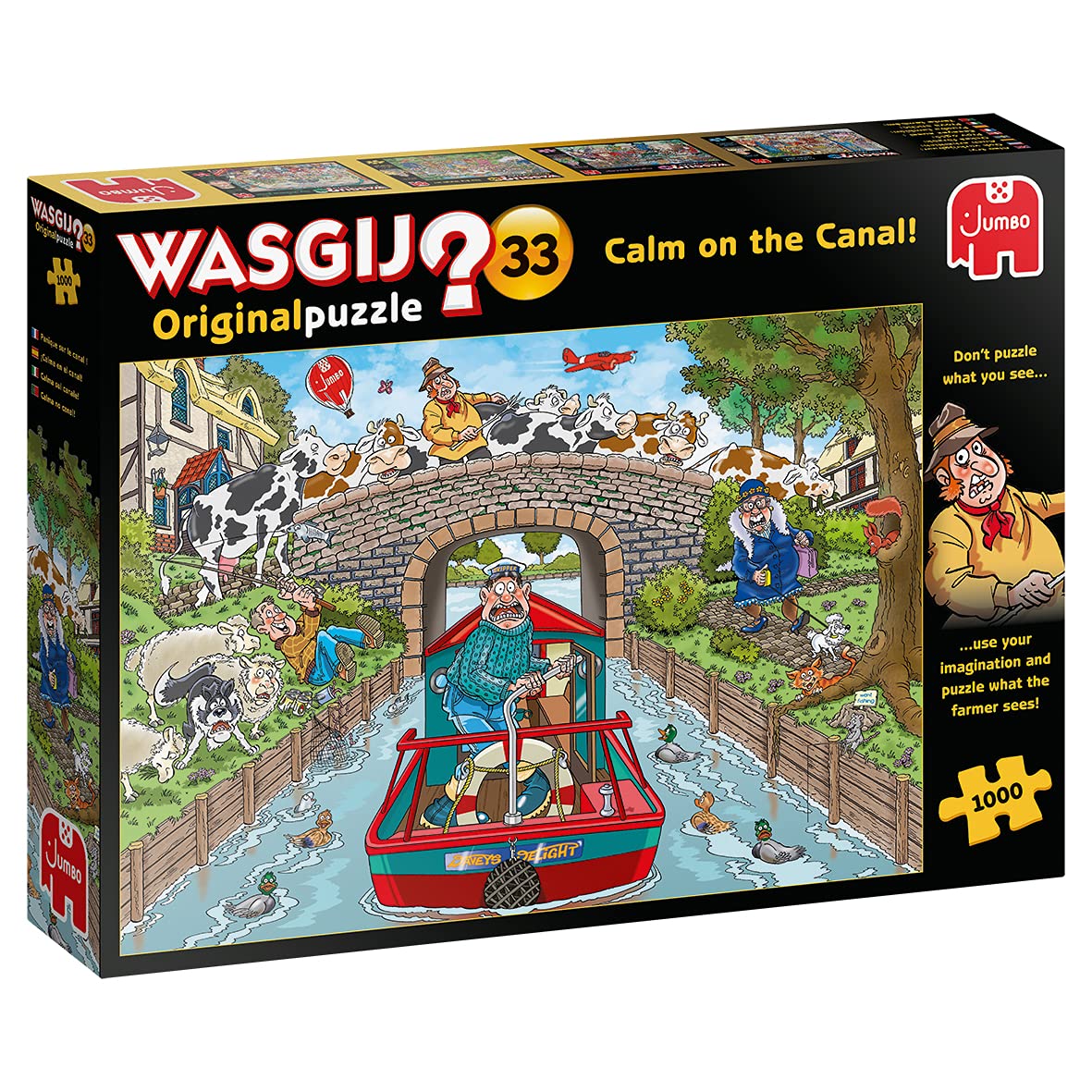 Wasgij Original 33, Calm On The Canal - 1000 Piece Jigsaw Puzzles for Adults - Fun, Challenging & Brainteasing Adults Jigsaw Puzzle - Uncover the Puzzle - 100% Recycled Cardboard - 1000pcs - Jumbo