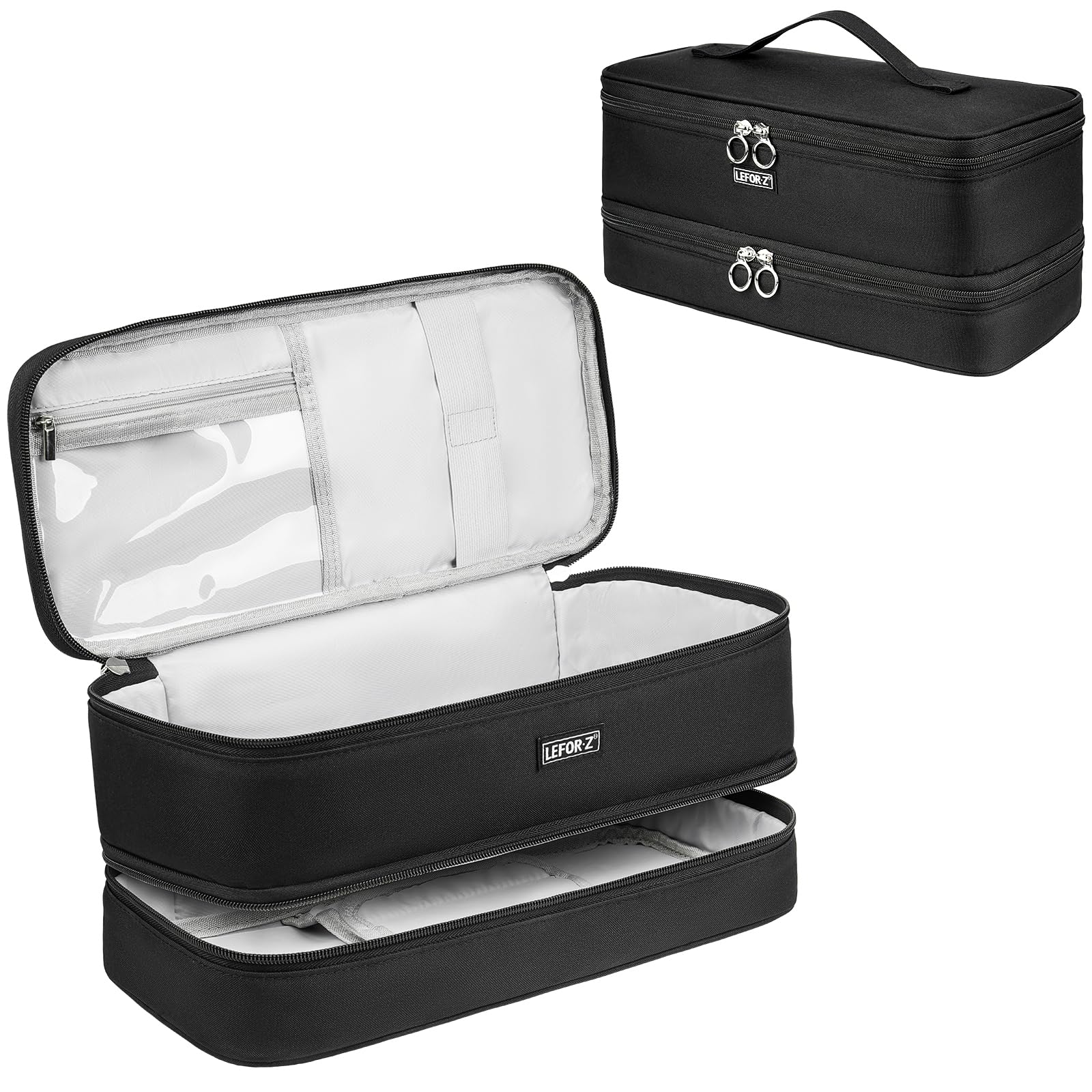 Travel Carrying Case Compatible with Shark Flexstyle Styler,Hair Dryer,Double-Layer Hair Hot Tools Storage Bag Compatible with Dyson Airwrap Styler,Supersonic Hair Dryer and Attachments,Black,Bag Only