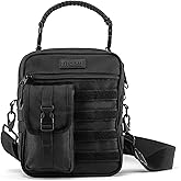 Fitdom Black Small Tactical Messenger Bag For Men. This EDC Has Multiple Ways to Carry as Sling, Shoulder, Crossbody, Waist.