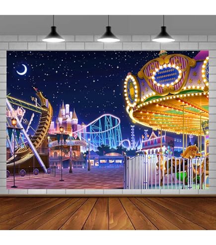 Yeele Fotohintergrund Karneval Spielplatz – Motiv Karussell & Riesenrad Für Kinderfotos, Verschiedene Größen
