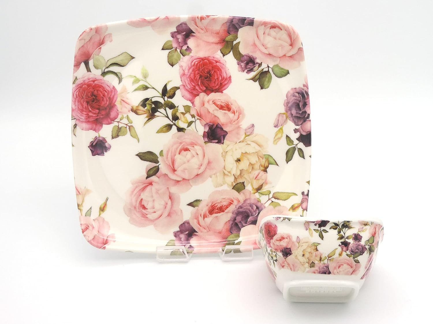 Buy Melamine Square Dinner Plates and Veg Bowls Set of 6 pcs